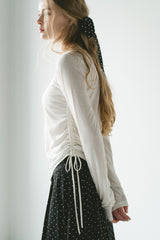 drawstring sheer long sleeve tops