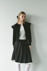 sailor color frill rib cardigan