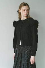 sailor color frill rib cardigan