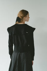 sailor color frill rib cardigan