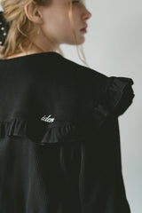 sailor color frill rib cardigan