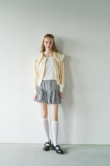 sailor color frill rib cardigan