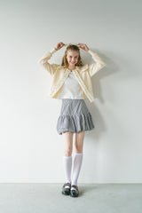 sailor color frill rib cardigan