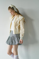 sailor color frill rib cardigan