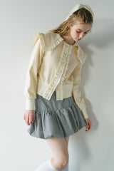 sailor color frill rib cardigan