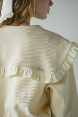 sailor color frill rib cardigan