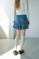 damage frill denim mini skirt – idem