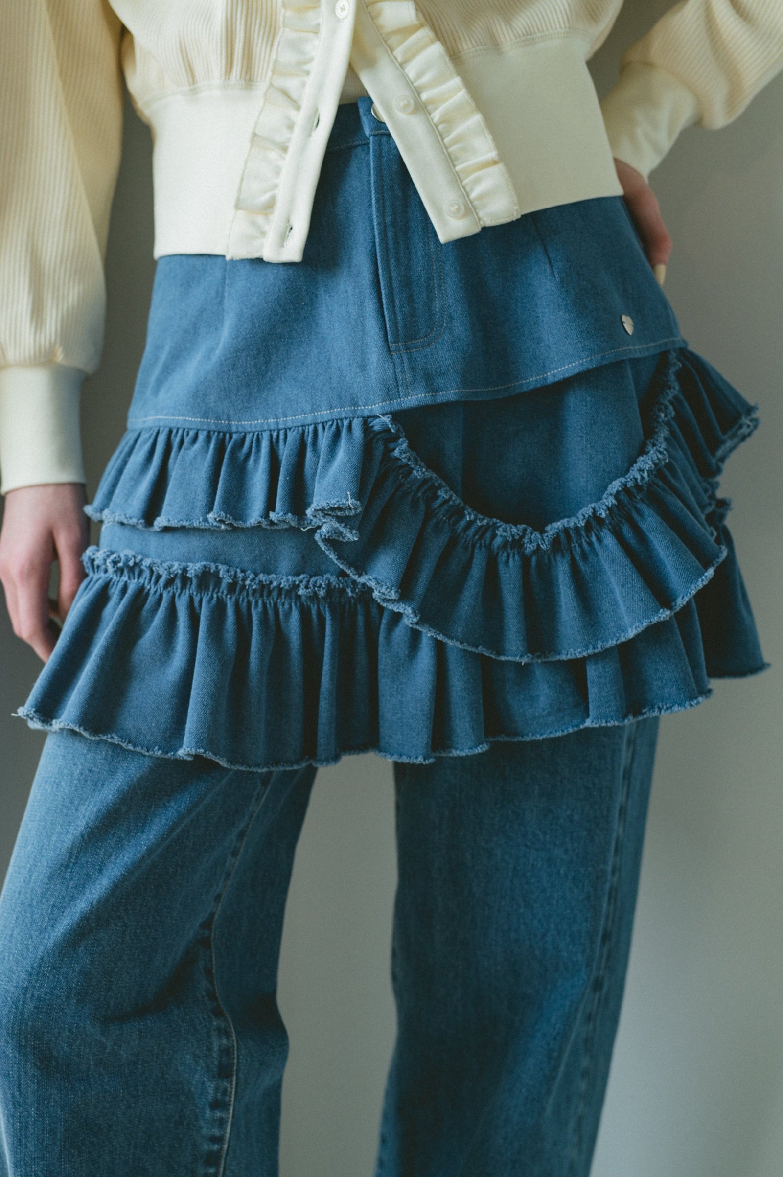 damage frill denim mini skirt – idem