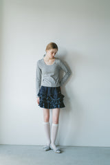 damage frill denim mini skirt
