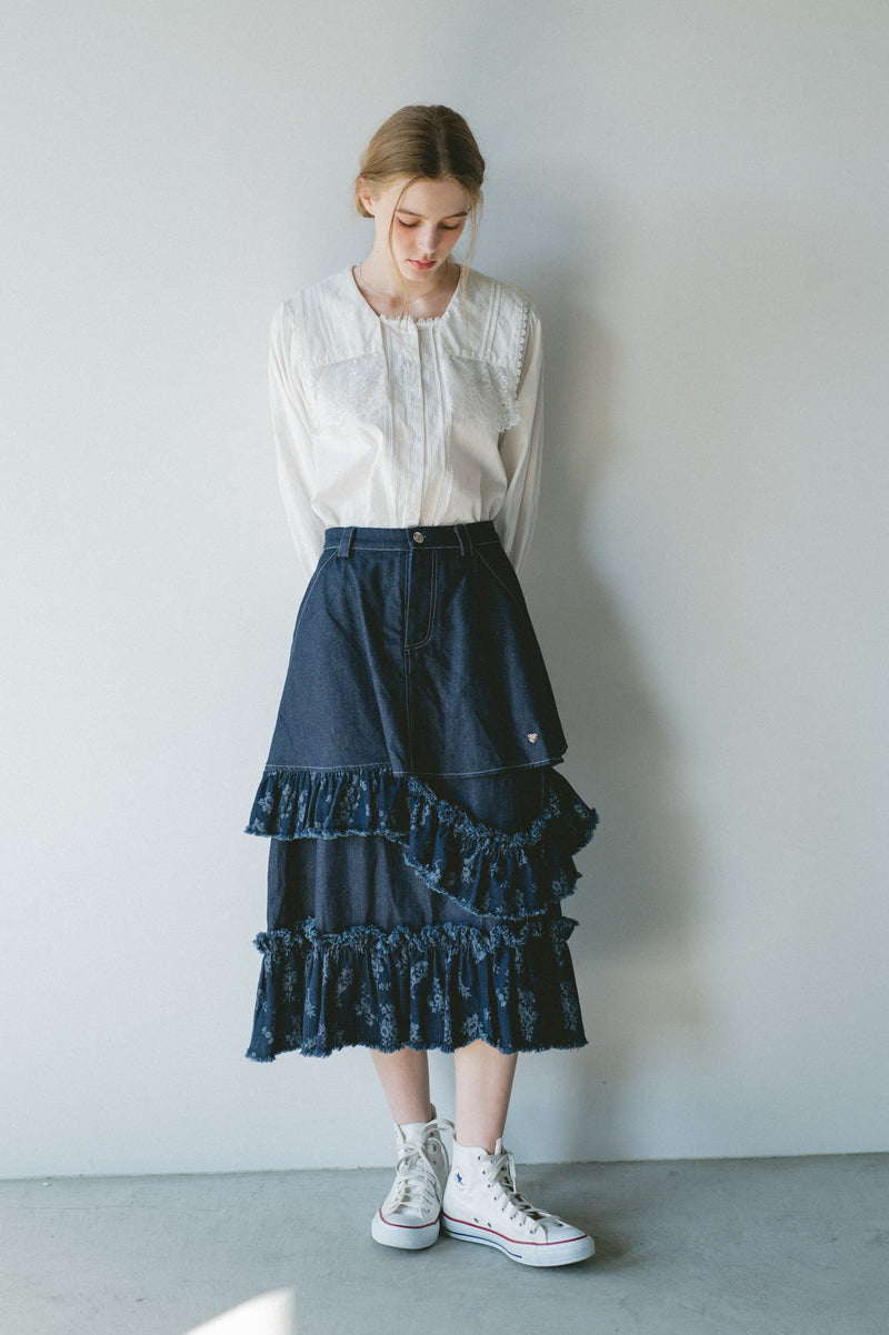 damage frill denim skirt – idem