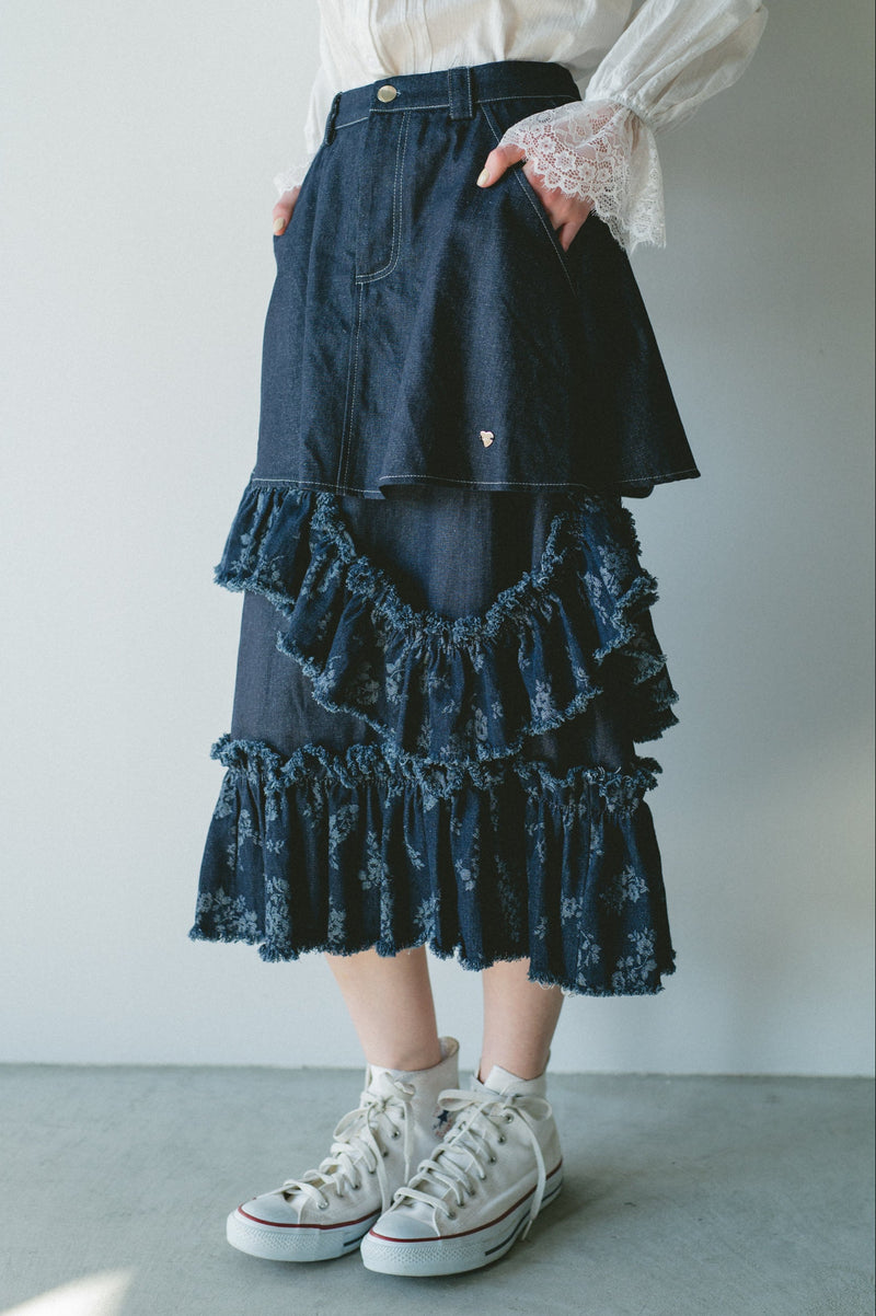 damage frill denim skirt – idem