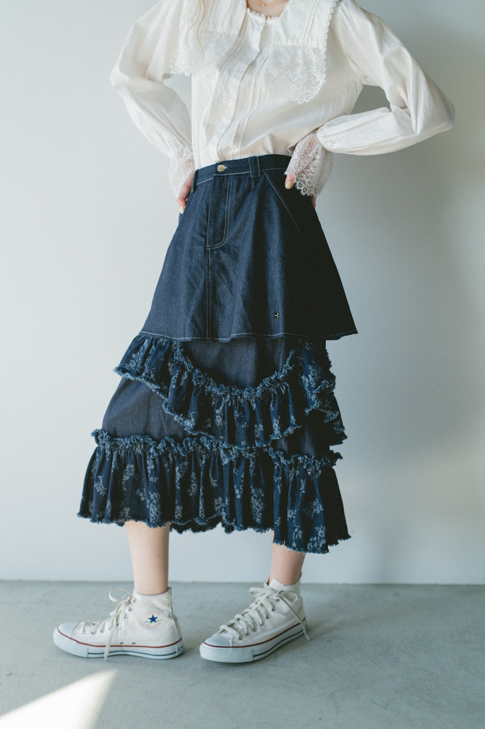 damage frill denim skirt – idem