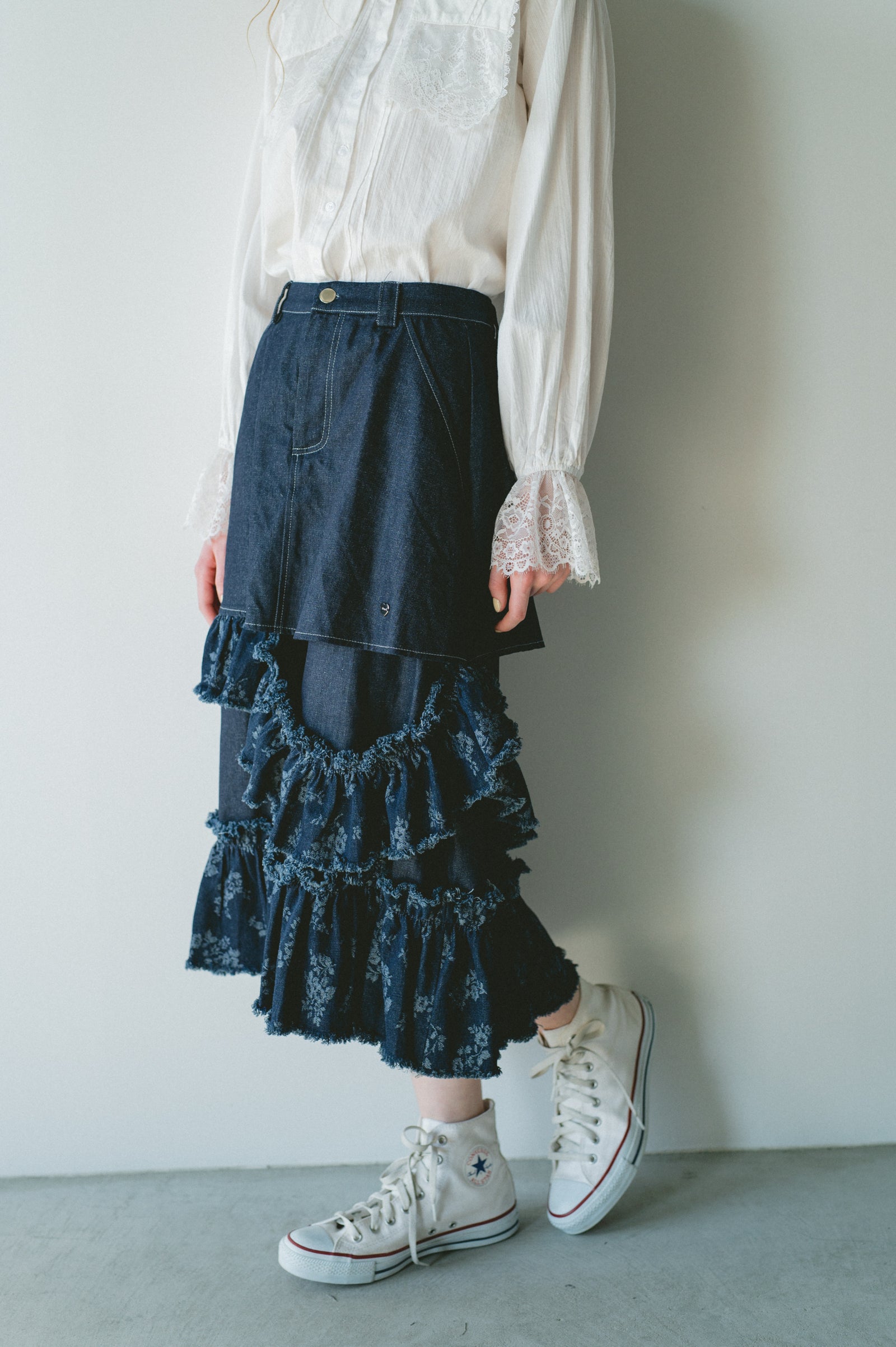 damage frill denim skirt – idem