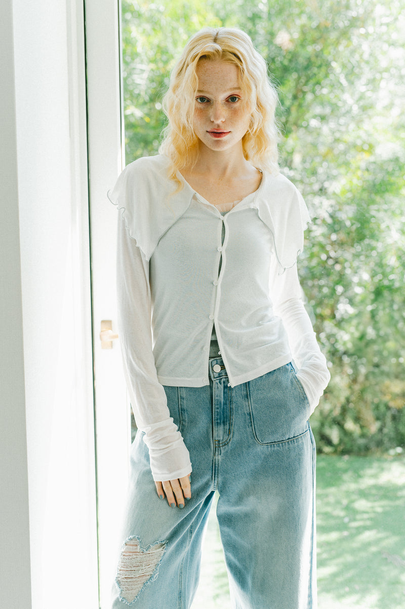 big mellow collar sheer cardigan – idem