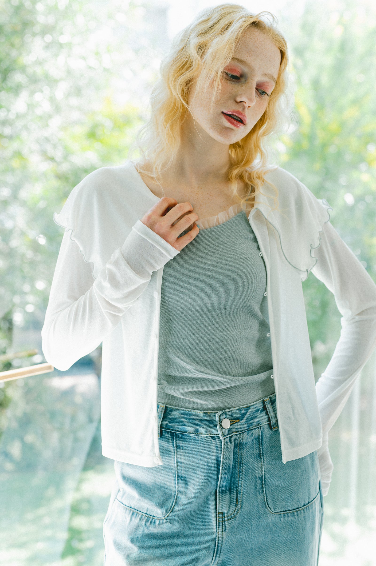 big mellow collar sheer cardigan – idem
