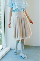 layered medium pleats skirt