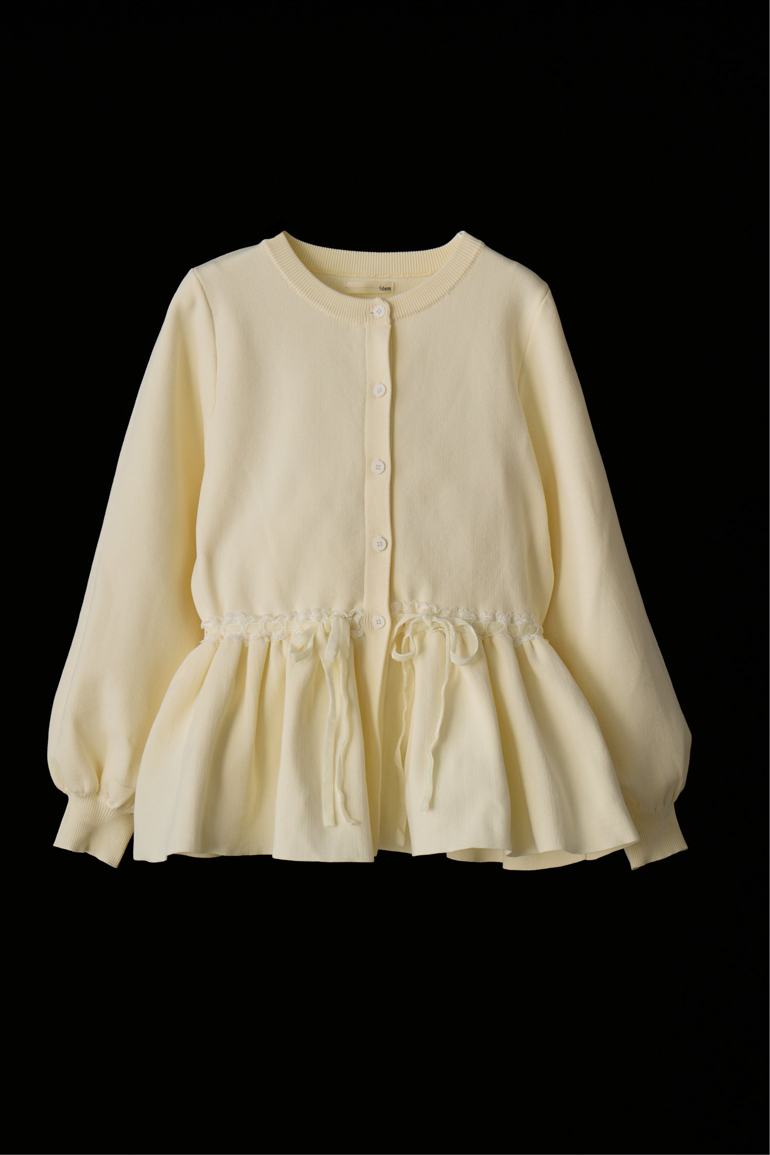 velours ribbon peplum cardigan