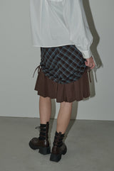 drawstring check pleats skirt