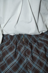 drawstring check pleats skirt