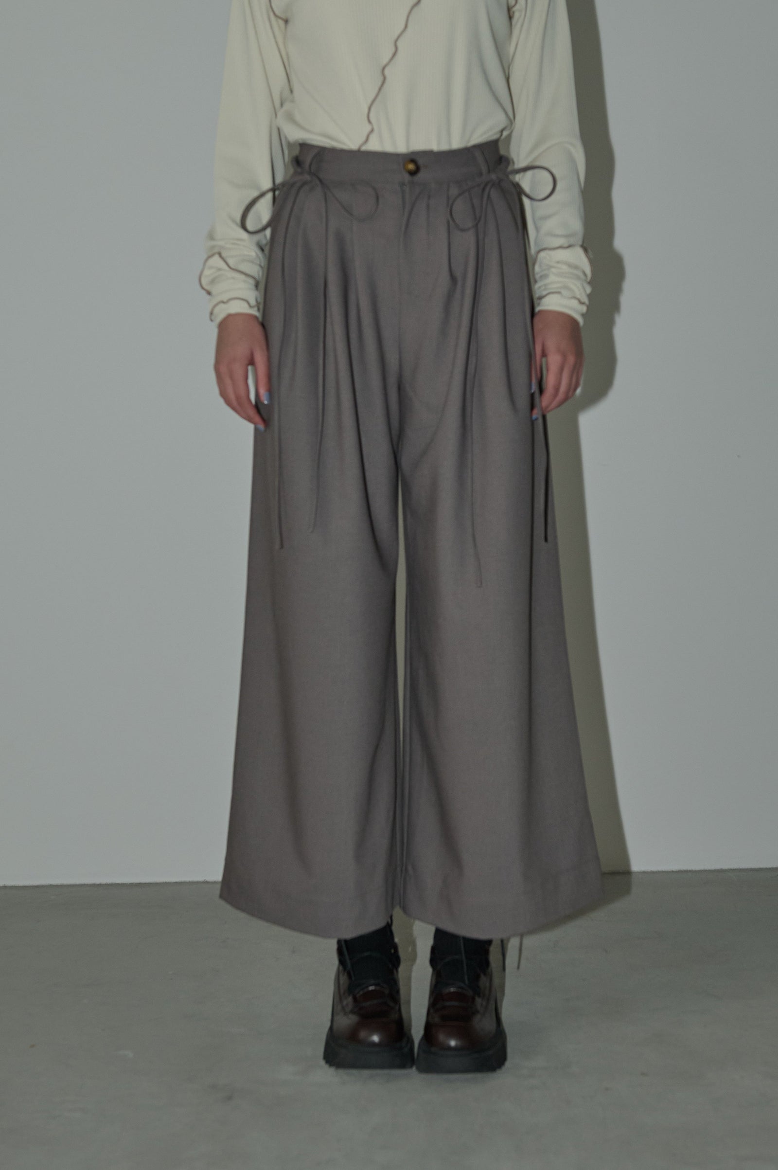 ORGUE オルグ　ワイドパンツ Belted wide pants Mサイズ ribbon belt wide pants – idem