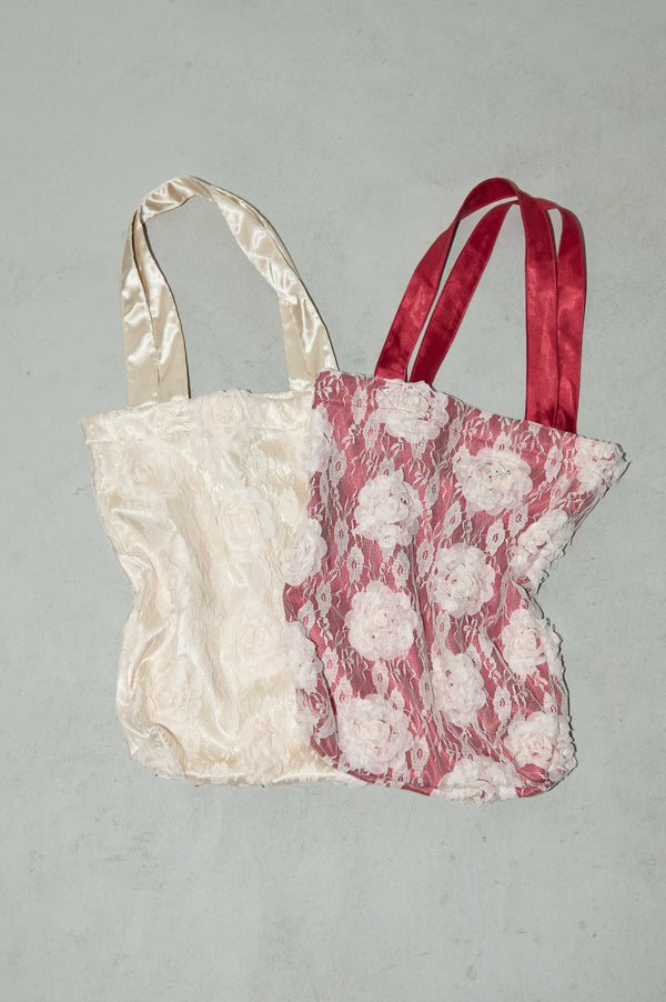 lace rose satin bag