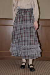 tulle frill × check skirt