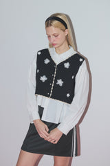 tulle flower knit vest