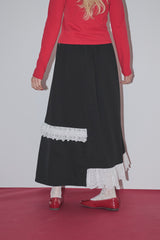 side line jersey lace skirt