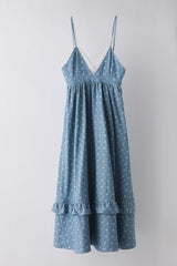 lace layered denim onepiece