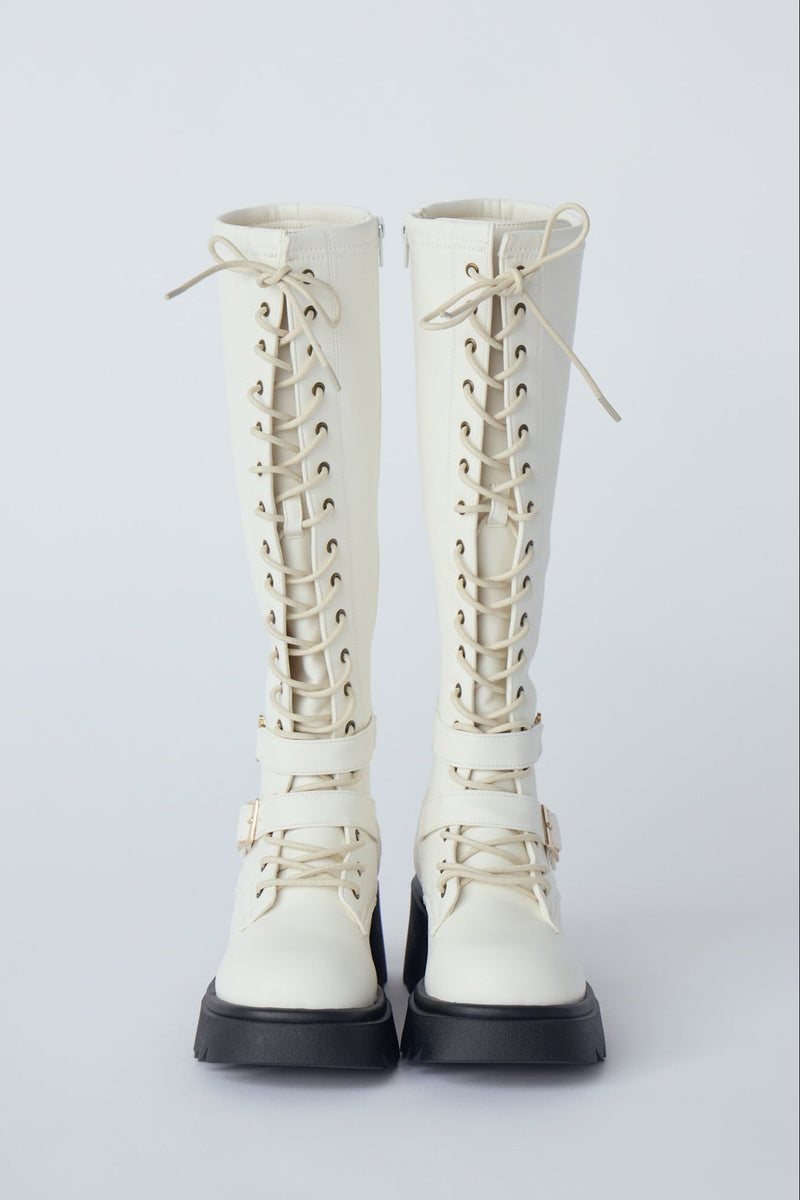 lace up buckle long boots (NEW COLOR)