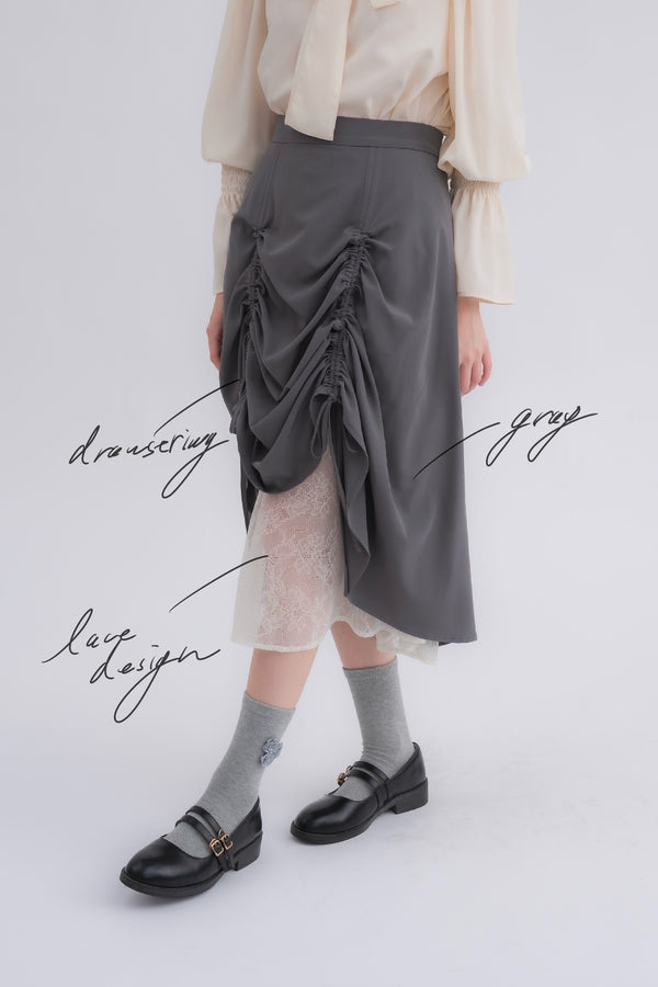 lace layered drawstring skirt (NEW COLOR)