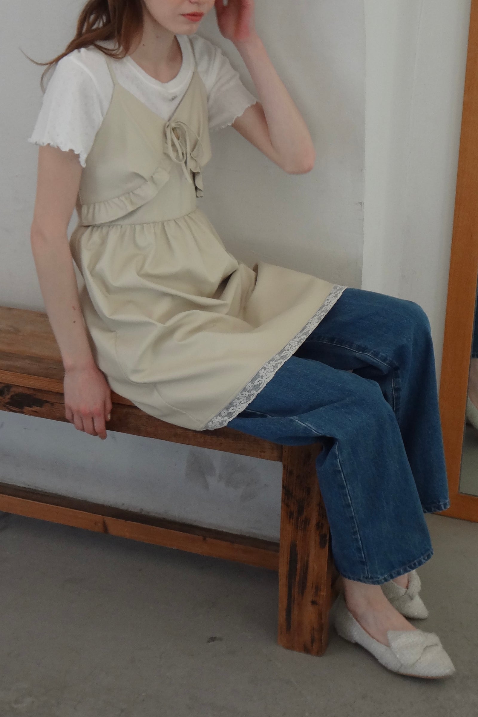 leather frill onepiece – idem