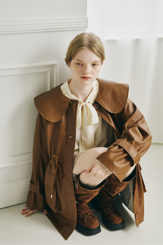 big collar vegan leather jacket