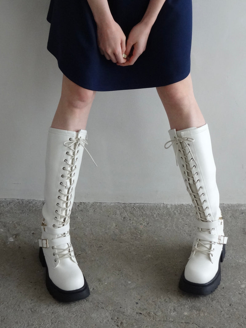 lace up buckle long boots (NEW COLOR)