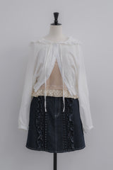 lace hoodie blouse