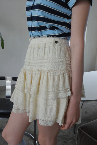 lace tiered frill mini skirt