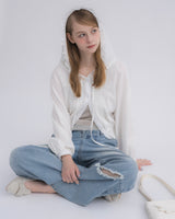 lace hoodie blouse