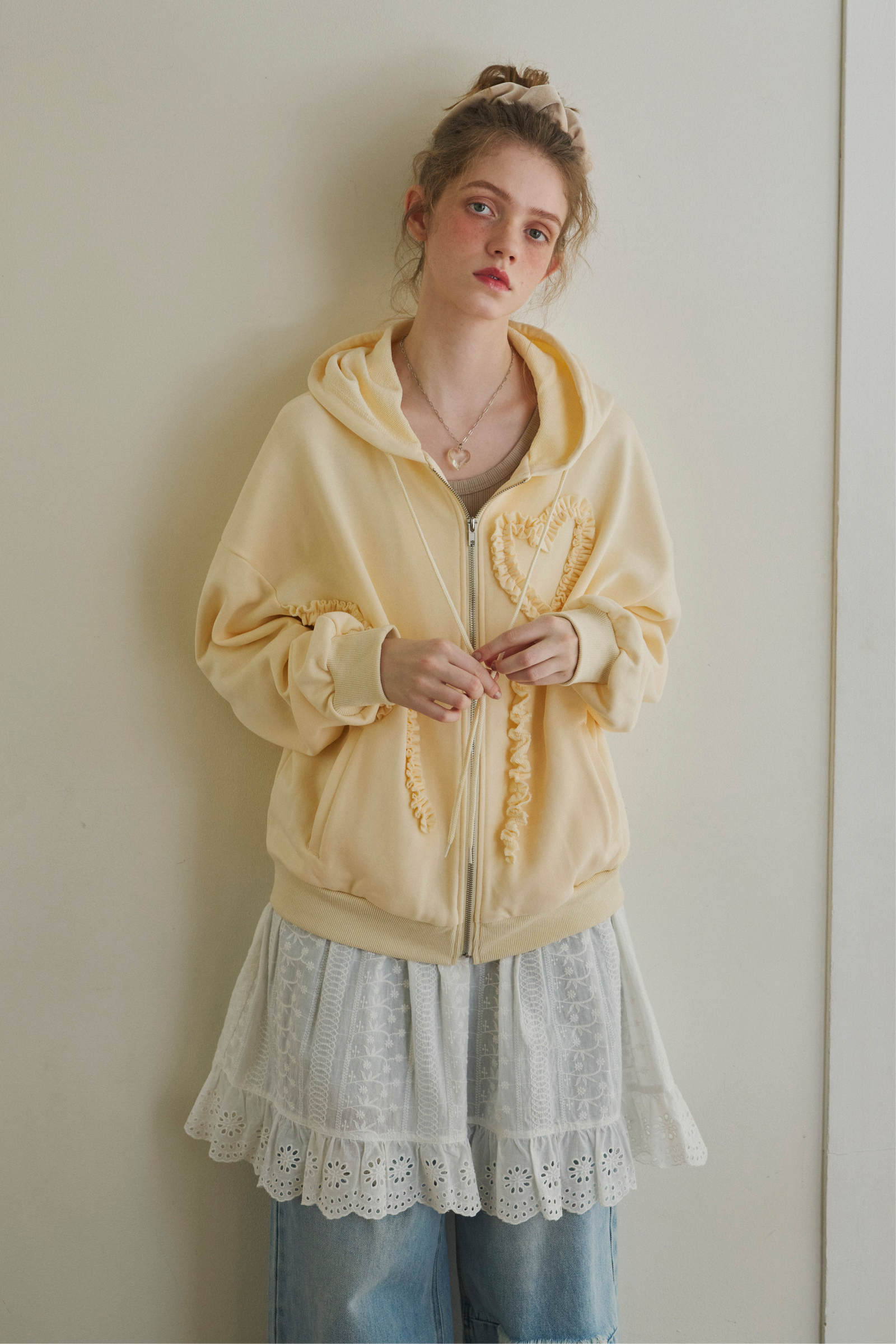 トップス idem heart frill hoodie heart frill hoodie – idem