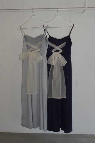 tulle ribbon sweat cami onepiece