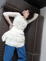 bicolor sheer knit cardigan