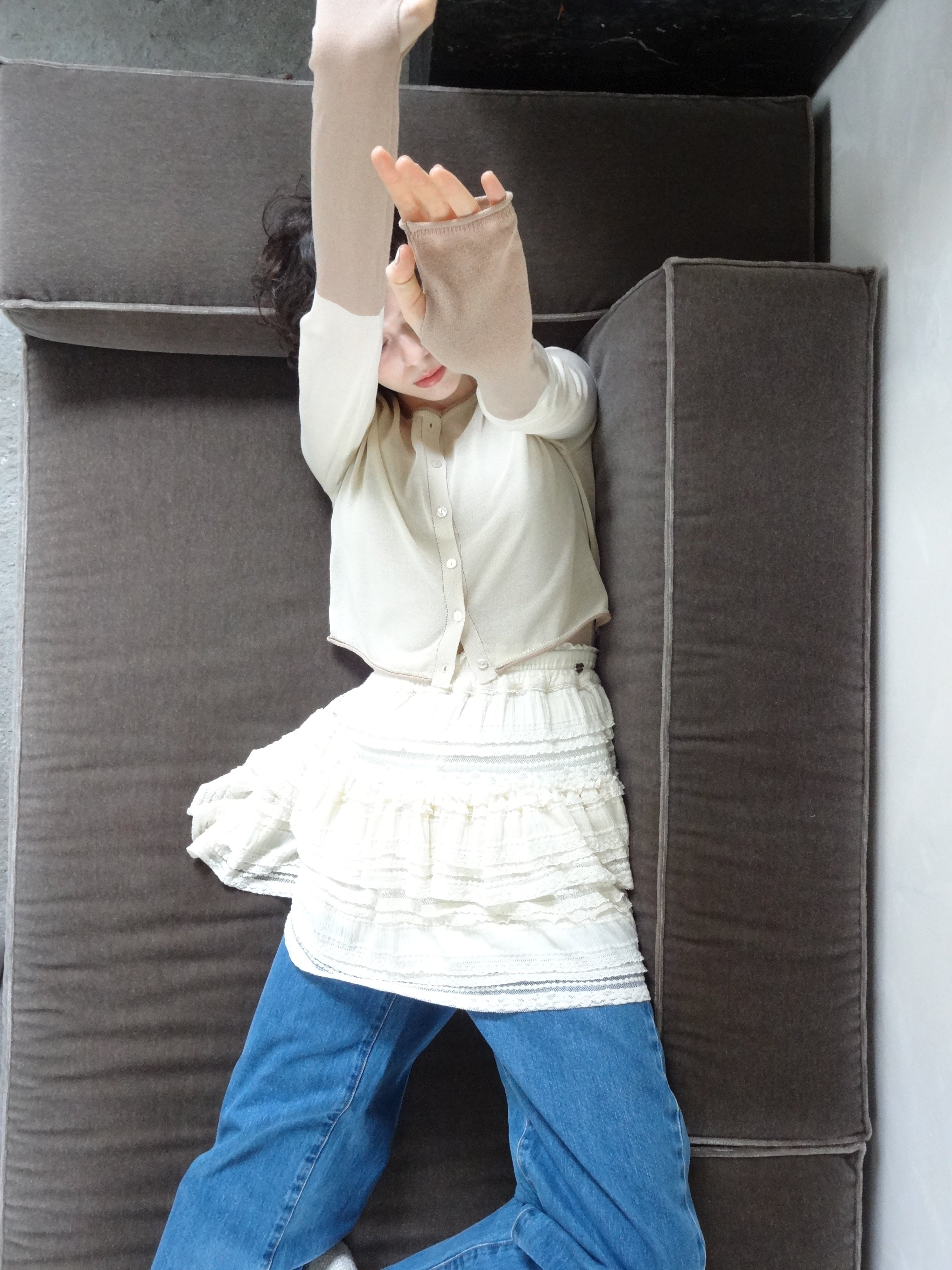 bicolor sheer knit cardigan