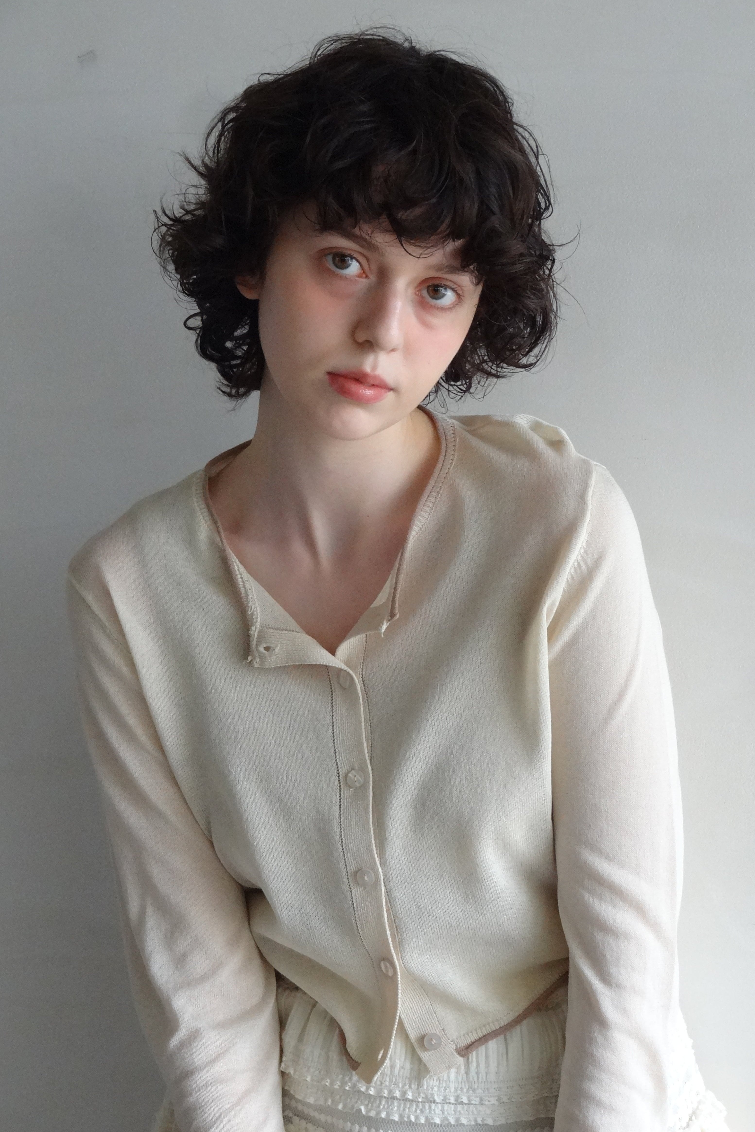 bicolor sheer knit cardigan