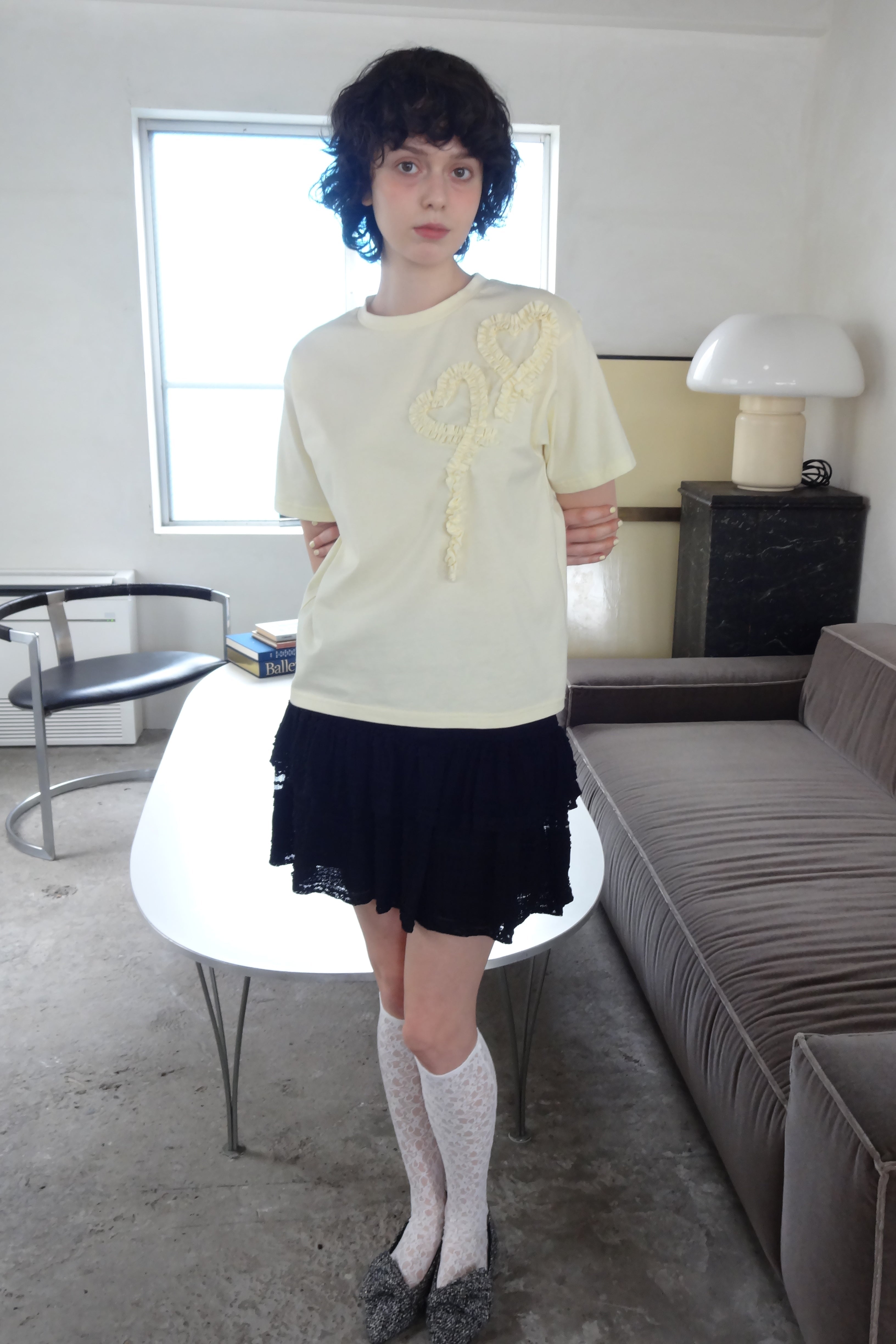 lace tiered frill mini skirt