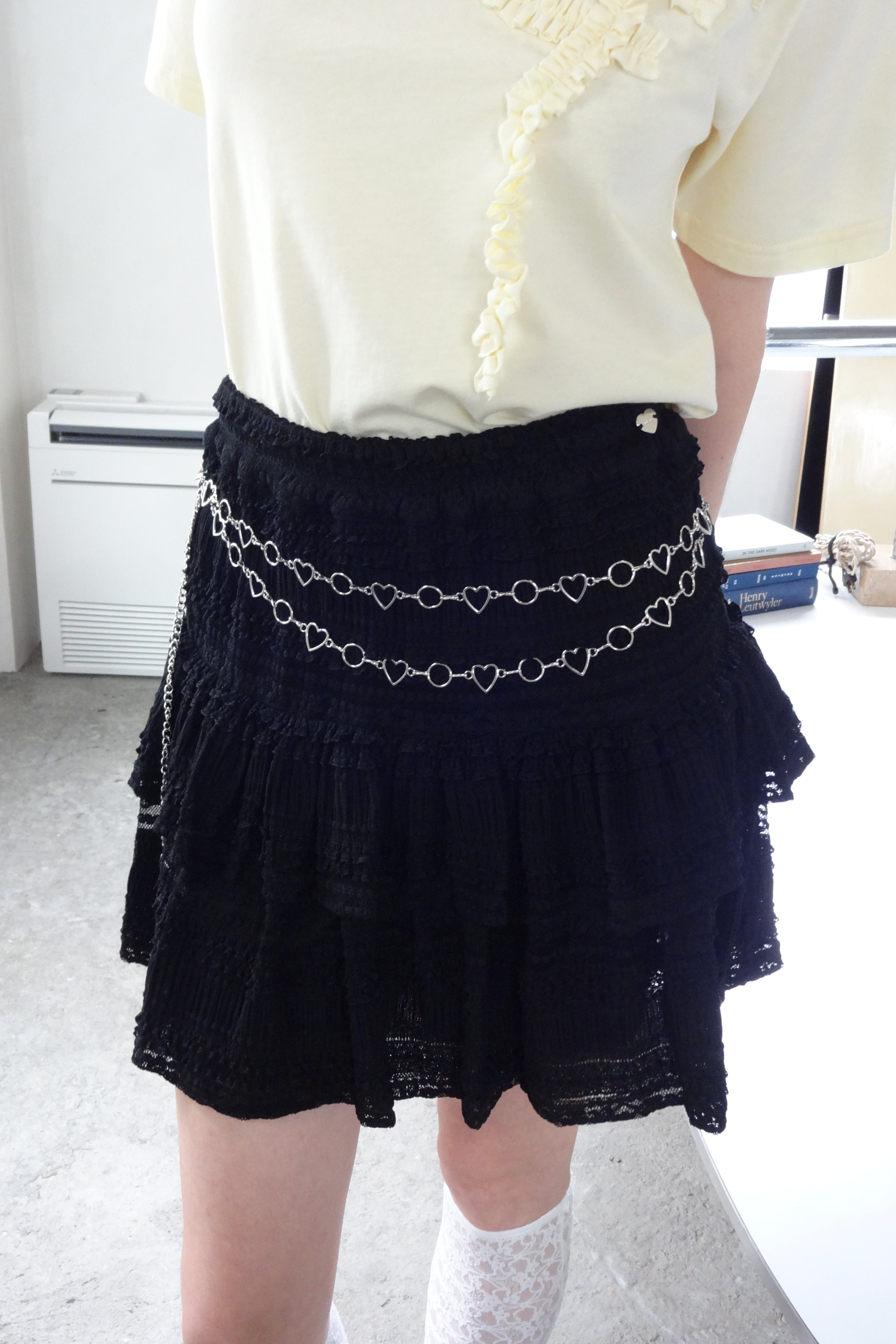 lace tiered frill mini skirt