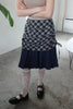 drawstring check pleats skirt