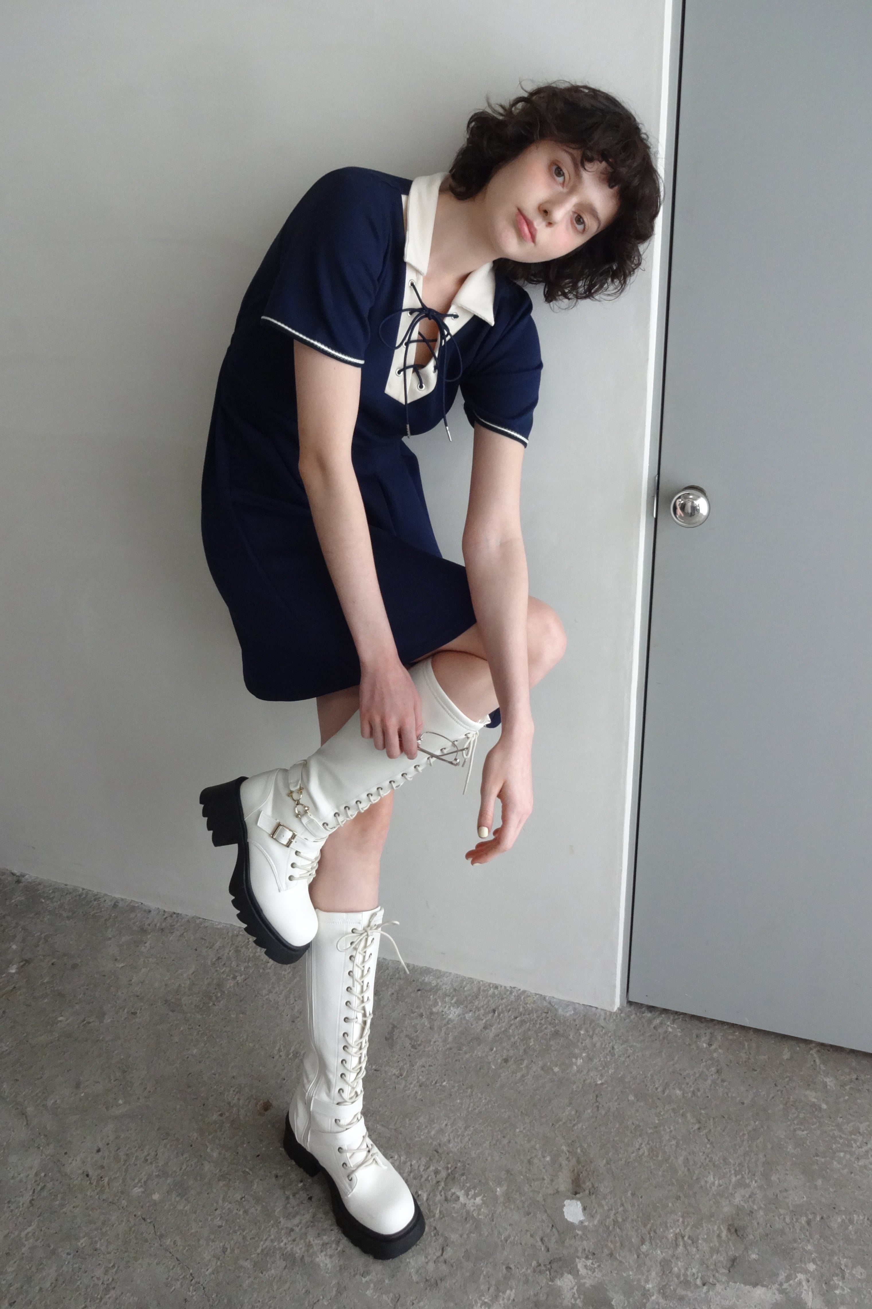 lace up polo onepiece