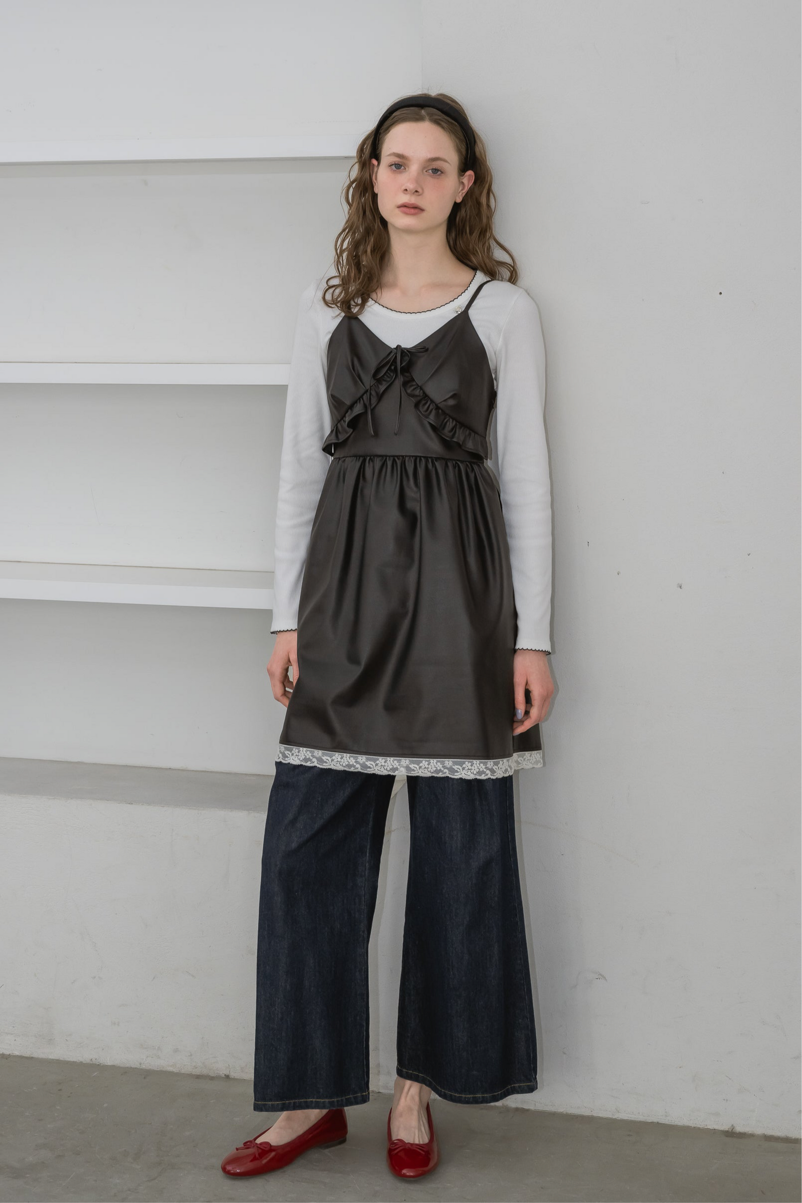 leather frill onepiece – idem leather frill onepiece – idem