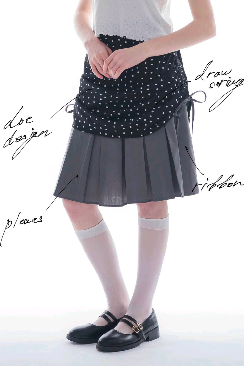 drawstring check pleats skirt – idem