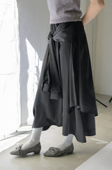 waist sleeve satin skirt