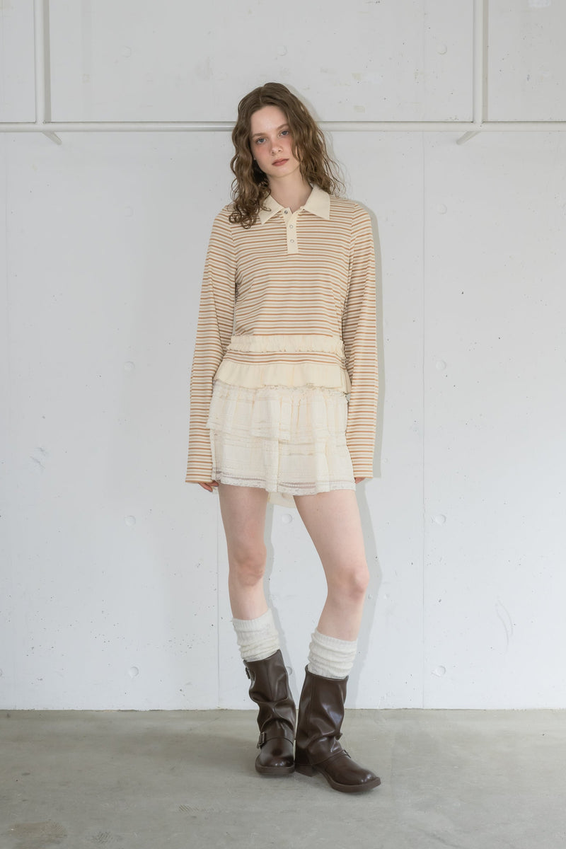 border frill polo shirt